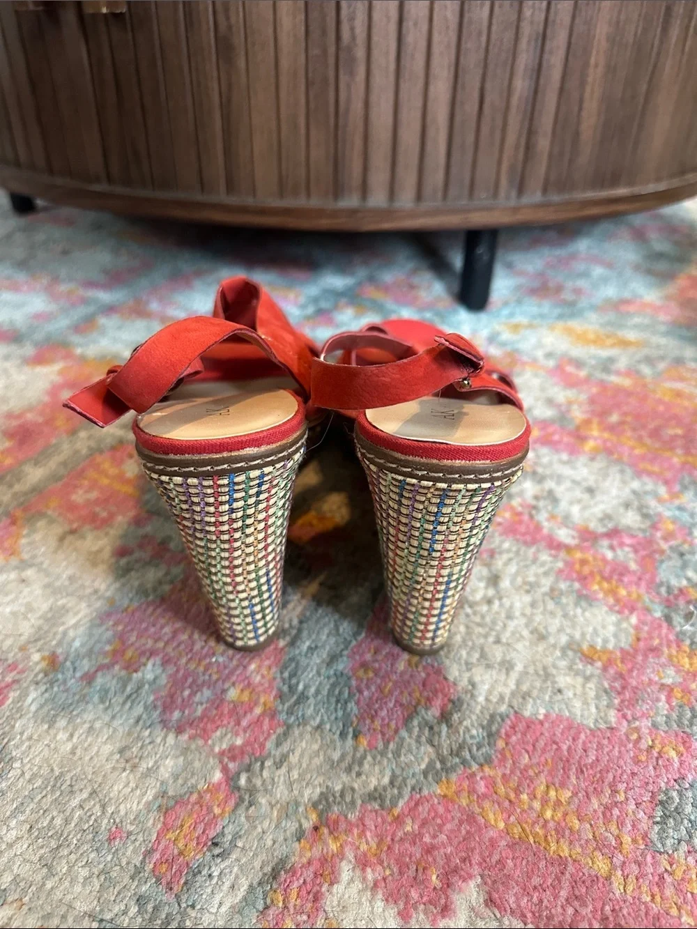 Anne Klein Orange-Red Suede Slingback Heels